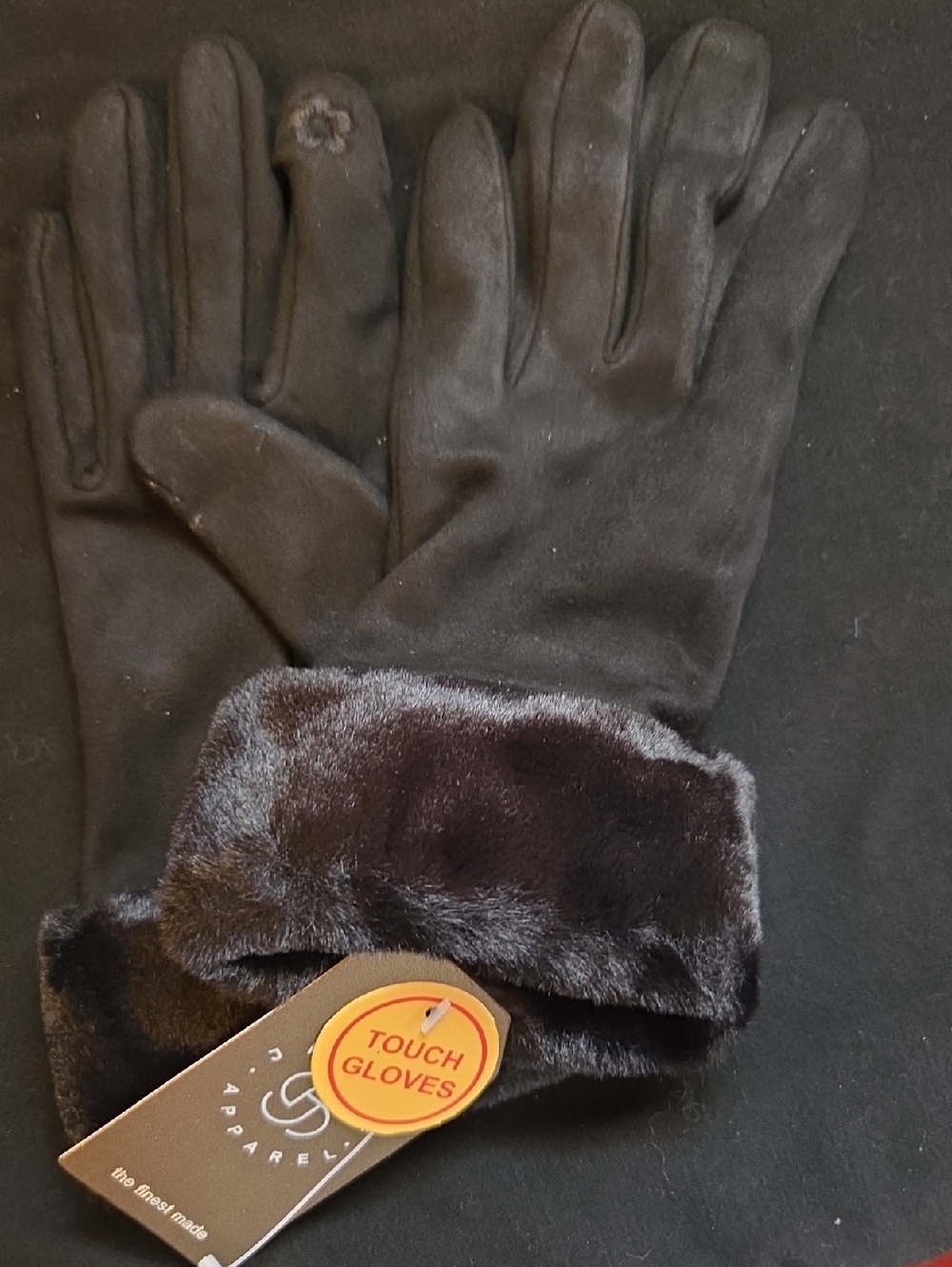 Touchscreen Faux Fur Cuff Women's Gloves - Black NWOT